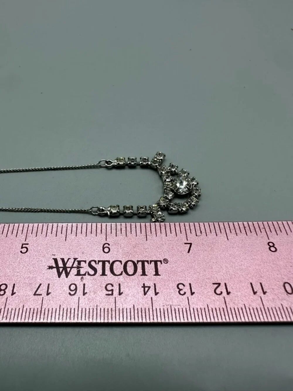 3/$30 Vintage Rhodium Plated Rhinestone Necklace Delicate Chain Bridal 14